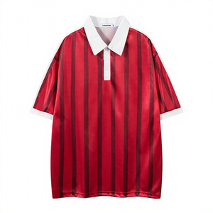 Classic Retro Vintage Football Jersey Short Sleeve Breathable Quick Dry V-neck Unisex Summer Stripe Letter Print Color Block - Product Image 4