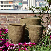 Pot Bunga Multi-warna Terlaris untuk Taman Luar Ruangan, Pot Tanam dari Fiber Clay dengan Lapisan Glaze dan Lubang Drainase