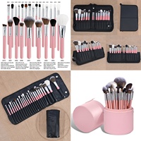 HEXUE 24 pinceaux de maquillage roses pour fond de teint, fard à paupières, eye-liner, cosmétiques, pinceaux de maquillage professionnels, étiquette privée, ensemble de pinceaux de maquillage