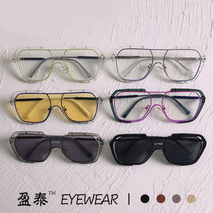 Oversized Square Sunglasses Yellow Lens UV400 Protection Unisex Plastic And Metal <b>Frame</b> - Product Image 2