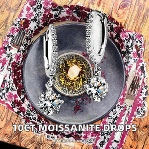 Boucles d'oreilles clous en argent 925 plaqué rhodium, moissanite taille brillant 10 carats au total, couleur D, 4 griffes, testées par un tiers - Product Image 2