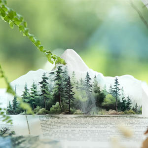 1 rollo de cinta de montaña, Río y cielo serie Collage paisaje DIY Material reciclado pegatinas - Product Image 3