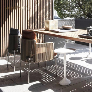 Meubles en teck de <span class=keywords><strong>balcon</strong></span>, meubles de patio en teck d'extérieur, jardin en teck moderne avec chaise en aluminium, ensemble de table à manger - Product Image 4