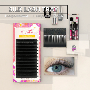 Medylashes al por mayor, bandeja de extensiones de pestañas naturales largas de 10 mm PBT, curvatura J B C CC D DD L, negro mate, con logotipo personalizado - Product Image 3