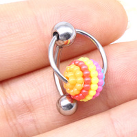 Gaby 316L Piercing Genital Fotos Rainbow Pearl Hoop Dangle VCH Clit Clitoral Jewelry Genital Piercing Jewelry