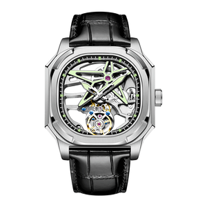 Usine vendue nouvelle montre squelette automatique de tourbillon creux octogonal manuel de vente chaude pour les hommes - Product Image 1