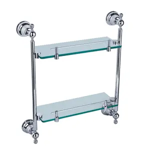 Modern Bathroom Accessory Hardware Shower Room Corner Mounted Glass Shelf