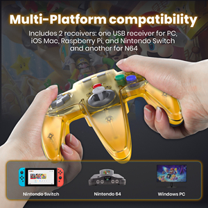 2.4G không dây N64 điều khiển Gamepad + USB Receiver được xây dựng trong Rumble Pak cho chuyển đổi trực tuyến PC Mac Raspberry Pi - Product Image 6