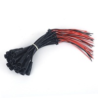 Câble d'alimentation DC femelle 22AWG 300V VW-1 avec connecteur jack cylindrique, fil étamé rouge et noir pour caméra CCTV, LED, personnalisé OEM