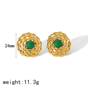 ต่างหูแบบติดหู รูปทรงดอกไม้ ไทเทเนียมสตีล ทรงกรอบ สำหรับใส่ทุกวัน TE6718 - Product Image 3