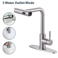 Robinet de cuisine universel en acier inoxydable, mode pluie, sortie d'eau rotative multifonctionnelle, eau chaude et froide, pour hôtel