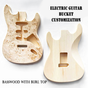 Guitare à corps solide en tilleul inachevé OEM d'usine Corps de guitare électrique SSS ST à vendre avec Burl Top - Product Image 6