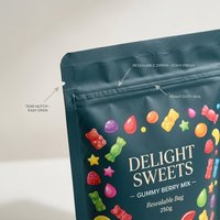 Sachet Doypack Personnalisé en PE Recyclable avec Fenêtre Transparente pour Biscuits, Bonbons, Snacks, Noix et Graines