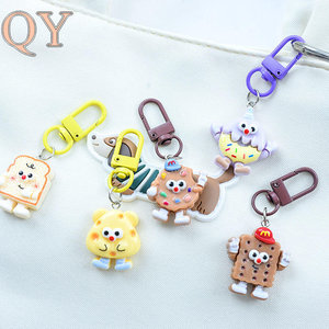 Cute Cartoon Cheese <b>Cookie</b> Plastic Key Chain 3D Shape Pendant Bag Charm for School Backpack Gift - Product Image 4