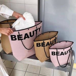 Bolsas de tela no tejida de varios tamaños, reutilizables, con estampado de letras, impermeables, para compras, para mujer, para uso en exteriores - Product Image 4