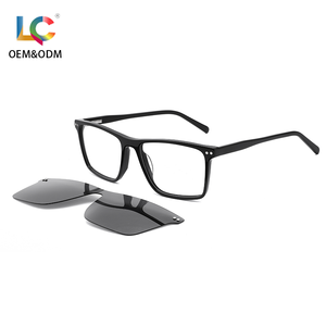 Распродажа, квадратные ацетатные оптические очки с магнитным зажимом, поляризационные очки для женщин и мужчин, очки для защиты от синего света - Product Image 1