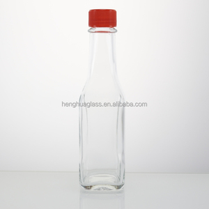 Bán buôn <span class=keywords><strong>148ml</strong></span> 150ml 5oz vuông rõ ràng chai nước sốt thủy tinh với nắp nhựa cho woozy BBQ Ớt cà chua đậu nóng lưu trữ dầu - Product Image 2