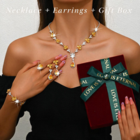 Bijoux de mode, mariées, demoiselles d'honneur, fêtes, danses, colliers et boucles d'oreilles jaunes, bagues, boîtes cadeaux, bijoux de mariage