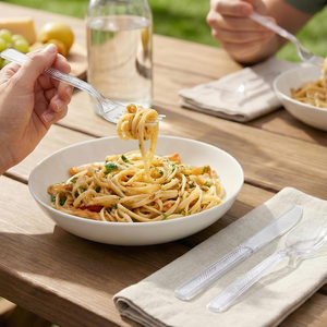 Ensemble de couverts jetables en plastique pour le camping et les fournitures de restauration, écologiques, biodégradables, sans BPA, sans danger pour les aliments, ensemble de pique-nique, paille - Product Image 3