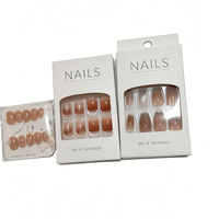 Boîte d'emballage vide pour faux ongles avec logo personnalisé, tiroir coulissant blanc, papier couché mat, fenêtre transparente en PVC