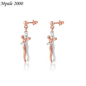Boucles d'oreilles Huggie tendance et originales pour couples, en alliage de cuivre plaqué or avec pierre naturelle, pour hommes et femmes, succès transfrontalier - Product Image 5