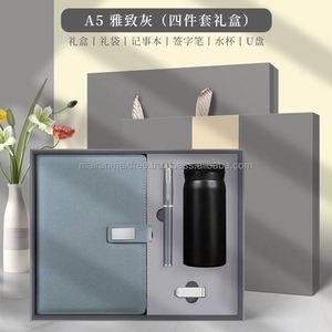 Luxury A5 PU Notebook Planner Custom Logo Corporate Gift Set Stainless Steel Thermos <b>Cup</b> Pen Silk Screen Printed Office Business - Product Image 3