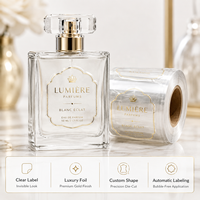 Étiquettes de parfum personnalisées avec logo sur mesure, impression en rouleau pour machine d'étiquetage automatique, étiquettes d'emballage de bouteilles de luxe imperméables