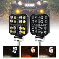 Phare de travail carré LED 4 pouces à 16 perles, bicolore blanc et ambre, pour SUV et camion tout-terrain