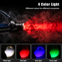 Senter Kepala LED 4-in-1, Dapat Diisi Ulang, Super Terang, Sinar Lebar, Taktis, Portabel, Tahan Air, Lampu Camping