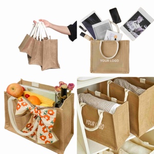 Sac fourre-tout tendance en toile et jute personnalisé, vente en gros, sac en toile de jute pour le shopping – Offre spéciale - Product Image 4