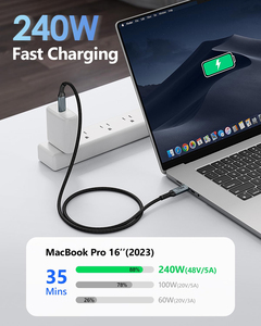Chất lượng cao bện 1m 2M 3M USBC Loại C Cáp dữ liệu PD 3.1 240W 48V 5A sạc nhanh USB 3.2 20gbps Cáp truyền dữ liệu loại C - Product Image 3