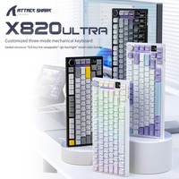 Clavier mécanique sans fil ATTACK SHARK X820 Ultra avec écran TFT intelligent, triple mode, éclairage RGB orienté vers le sud pour le gaming e-sport