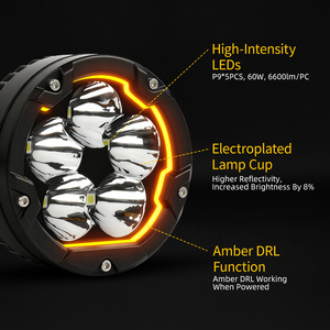 Phare auxiliaire LED super lumineux <span class=keywords><strong>de</strong></span> haute qualité, projecteur <span class=keywords><strong>de</strong></span> 4 pouces, <span class=keywords><strong>feux</strong></span> <span class=keywords><strong>de</strong></span> <span class=keywords><strong>jour</strong></span>, 8000LM, étanche IP68 pour motos - Product Image 2