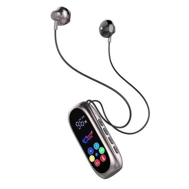 High-quality Lapel BT Wireless Karaoke Earphone Colorful Screen Display Active Noise Cancellation Long Life TF Card Slot