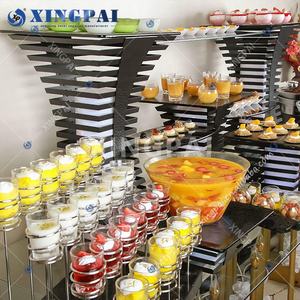 XINGPAI Hochzeitsdekoration, Handgeschlagenes <span class=keywords><strong>Buffet</strong></span>-Erhöhungs- und Tortenständer-Set aus Edelstahl, Luxuriöses <span class=keywords><strong>Buffet</strong></span>-Präsentationsgestell für Speisen - Product Image 5
