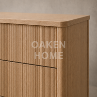 Meuble de rangement en bois de chêne pour chambre à coucher OAKEN, commode à 6 tiroirs en bois de chêne rainuré, meubles de maison