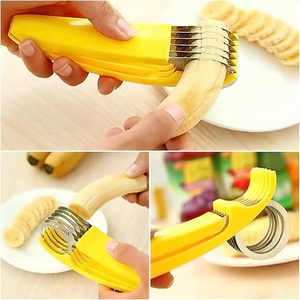 Accessoires de cuisine : Trancheuse à bananes, fruits, légumes et saucisses en acier inoxydable – Outil de découpe de bananes pour salades et coupes glacées – Ustensiles de cuisine - Product Image 3