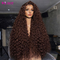 Perruques brésiliennes en cheveux humains vierges couleur brun chocolat, avec dentelle frontale HD 13x4 13x6, sans colle, pour femmes noires