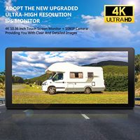 Cámara de Coche con Pantalla Táctil 4K y Cuatro Cámaras, Video de Reversa, Monitor de Estacionamiento de 10.36 Pulgadas para Autobús, Camión, RV, Agricoltura