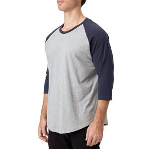 Camisetas Unisex de Manga 3/4, Estilo Béisbol, Color Personalizado, 100% Algodón, Cuello Redondo, Dobladillo Curvo, Venta al Por Mayor, Camisetas Regulares para Hombre - Product Image 4