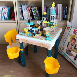 I bambini imparano scrivania multifunzionale building block serie palle imbuto giocattoli di diapositive <span class=keywords><strong>mega</strong></span> blocchi con sedia da tavolo - Product Image 3