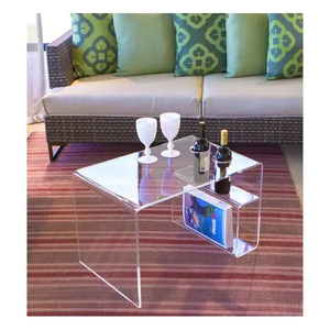 <span class=keywords><strong>Transparente</strong></span> de plexiglás de acrílico <span class=keywords><strong>transparente</strong></span>, <span class=keywords><strong>mesa</strong></span> de café con Magazine Rack - Product Image 1