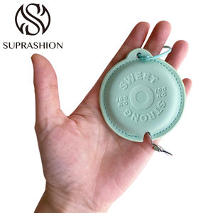 Ruban à mesurer en cuir PU, mesure portable des vêtements, trois règles, porte-clés, porte-carte rond, porte-carte en cuir véritable, portefeuille - Product Image 5