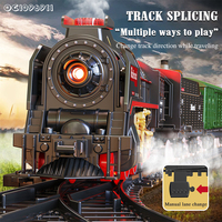Ensemble de jouets de train sur rail avec modèle de pulvérisation de dessin animé réaliste R/C avec lumière et son