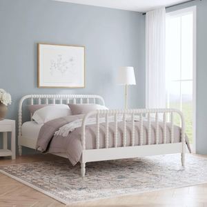 Mid-Century Modern <b>Queen</b> Platform Bed with Vertical Slats <b>Headboard</b> Solid Wood Construction Natural Finish Home Furniture - Product Image 4