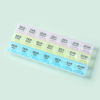 Vente en gros, personnalisation, organiseur de comprimés en plastique, boîte à médicaments, 7 jours par semaine, 28 compartiments, organiseur de pilules, boîte à pilules