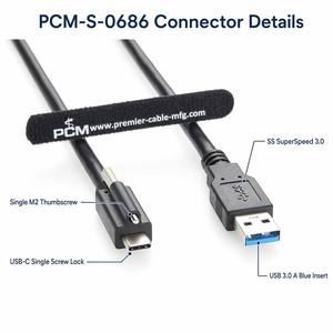 Câble USB 3.0 industriel Type-A vers Type-C avec verrouillage à vis unique USB-C 5 Gbit/s 3 A pour caméra de vision industrielle, robotique, hubs USB - Product Image 2