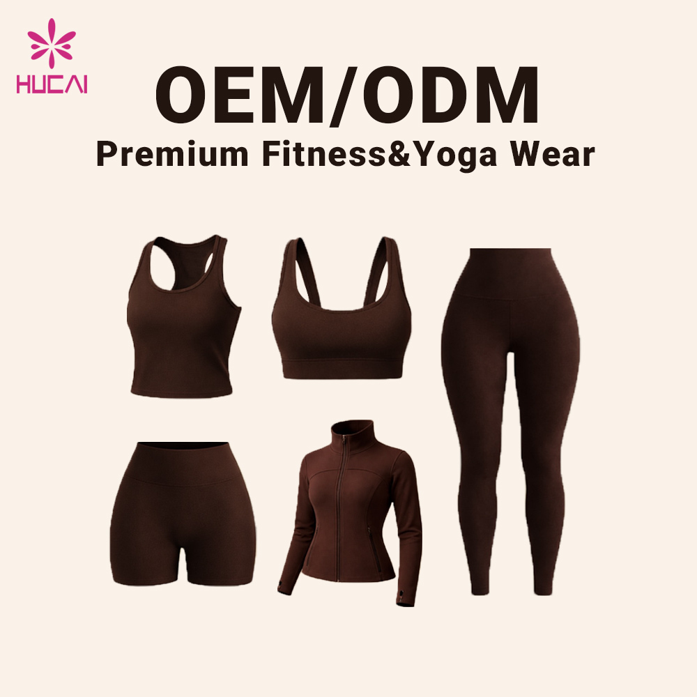 OEM HUCAI Custom logo Manufacturer Sports Wear Soft Compression High Waist Workout Fitness Pants Gym Yoga Leggings Women
