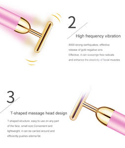 Shein Tiktok Beauty Products Women T字型24Kリアルゴールドマッサージビューティーバー、振動フェイスケアマッサージャー付き - Product Image 5