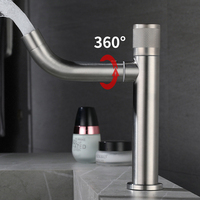 Robinet de lavabo d'hôtel en acier inoxydable SUS304, eau froide uniquement, noir mat, monotrou, pour salle de bain